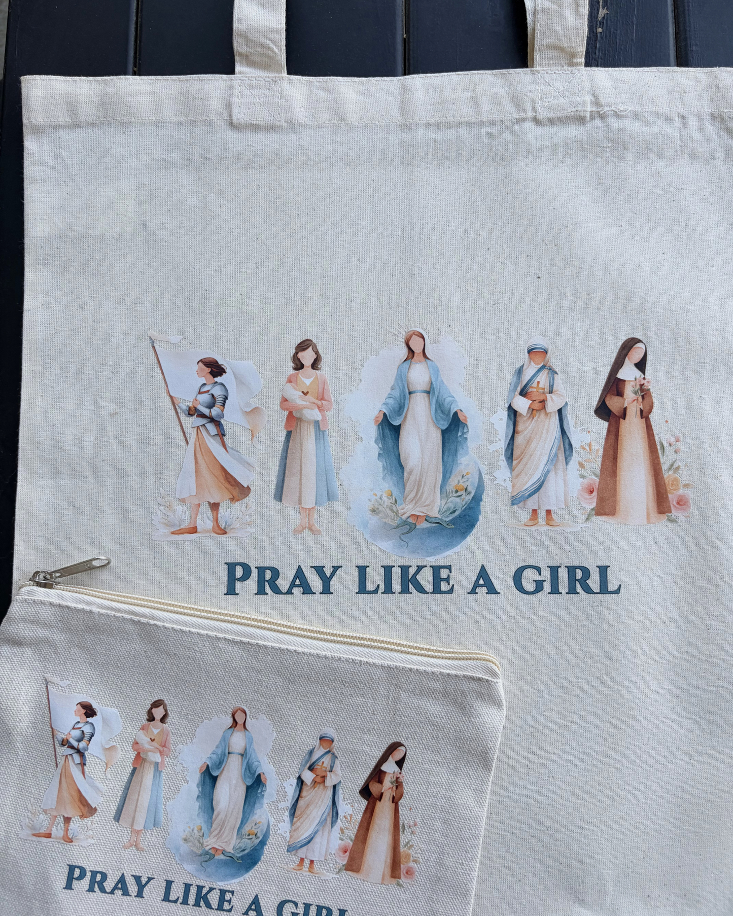 Pray Like a Girl Canvas Bags