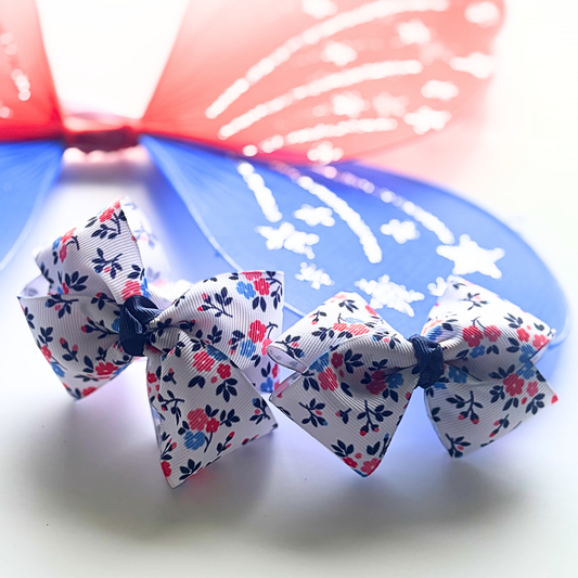 Patriotic Flower Bow-choose your medal