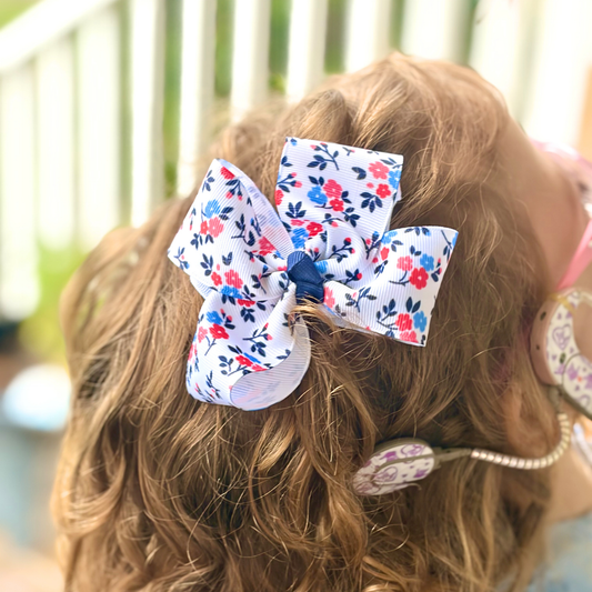 Patriotic Flower Bow-choose your medal